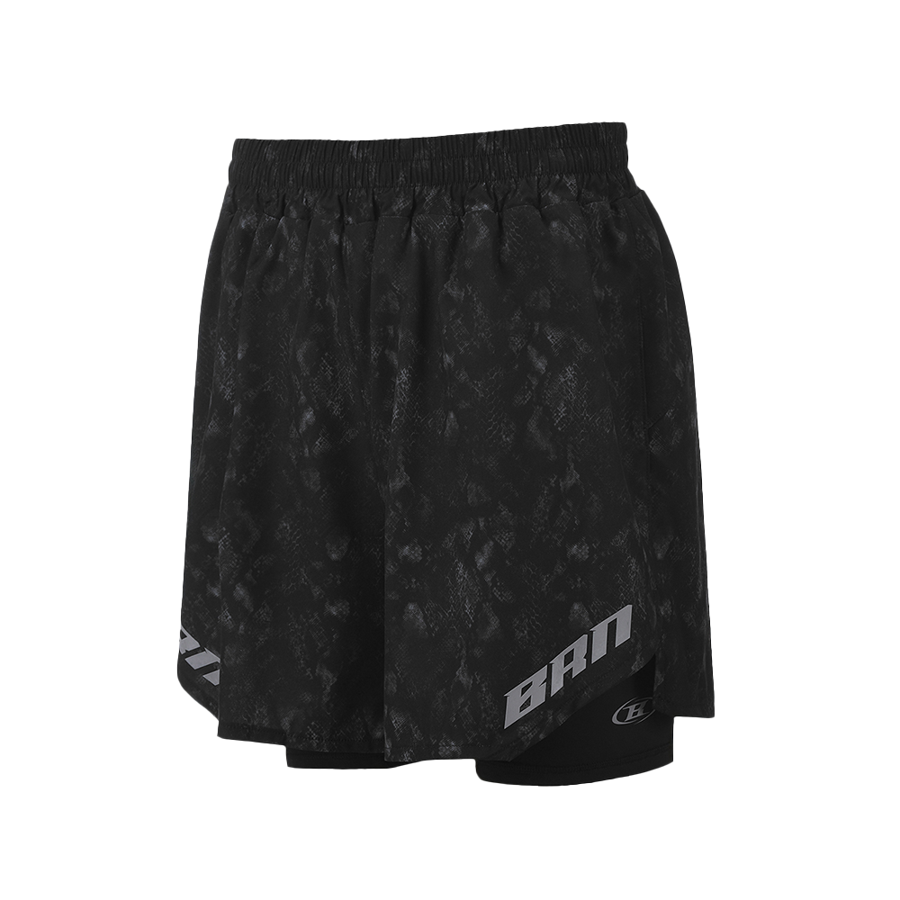 본투윈 BRN 파이톤 패턴 2 인 1 쇼츠 블랙(BORN TO WIN Brn Python Pattern 2 In 1 Shorts Black)