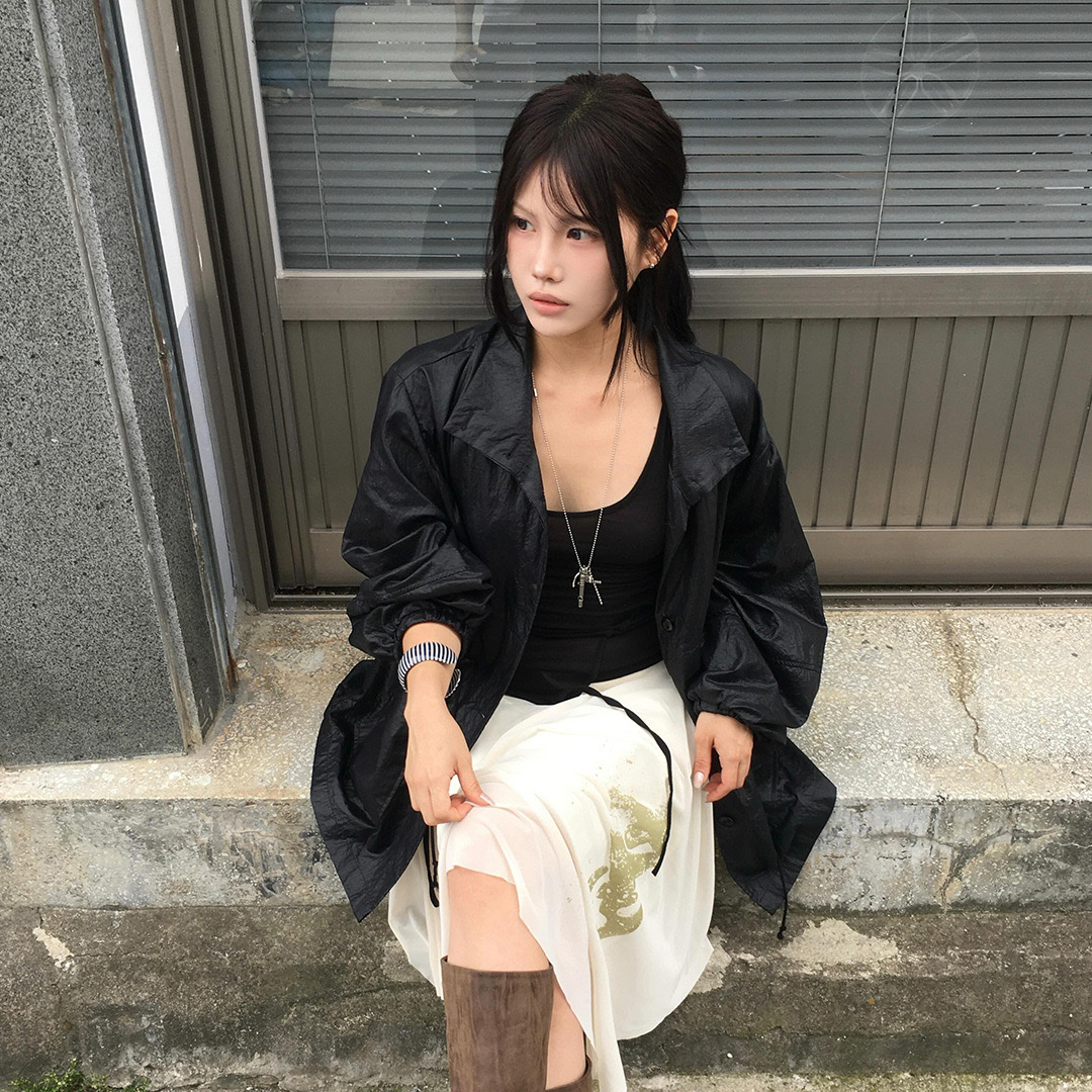 (W) Thevinylhouse Mesh Layered Skirt Ivory 착용 스타일