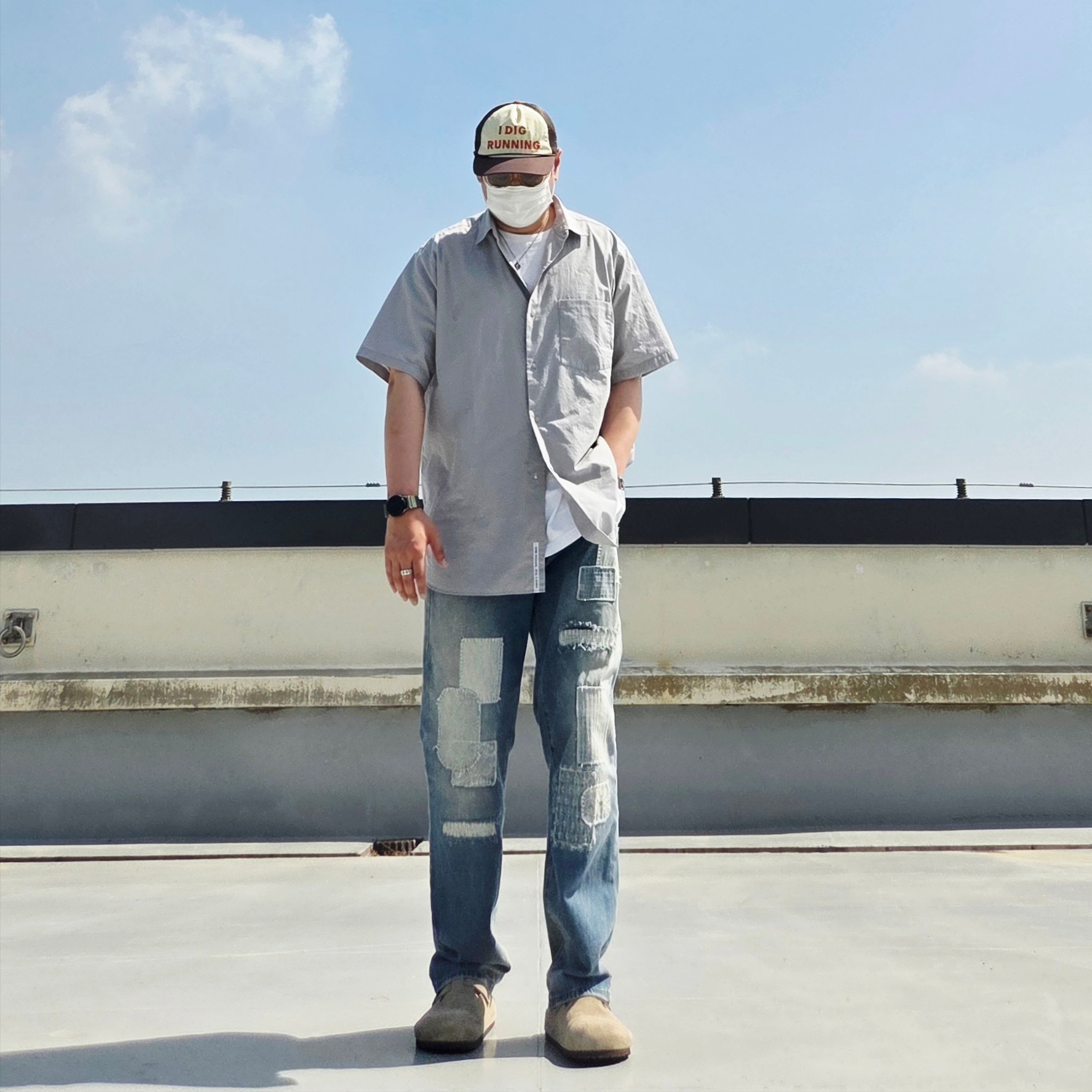 Alex Zono I Dig Running Trucker Hat OG Brown - CapeTown, Gucci Interlocking G Pendant Necklace Silver 착용 스타일 - 3