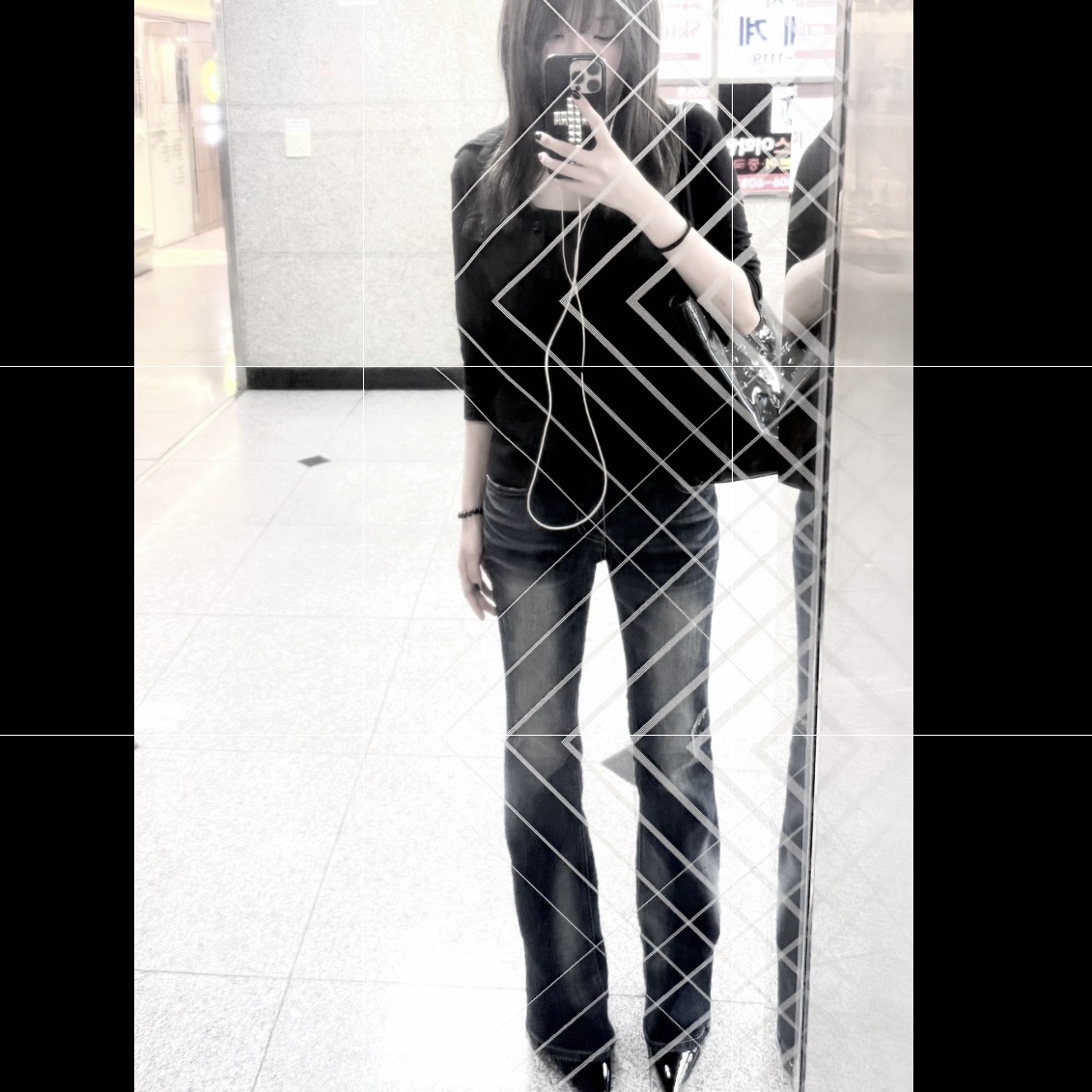 (W) Bohemian Seoul Boots Cut Denim Pants Gray 착용 스타일