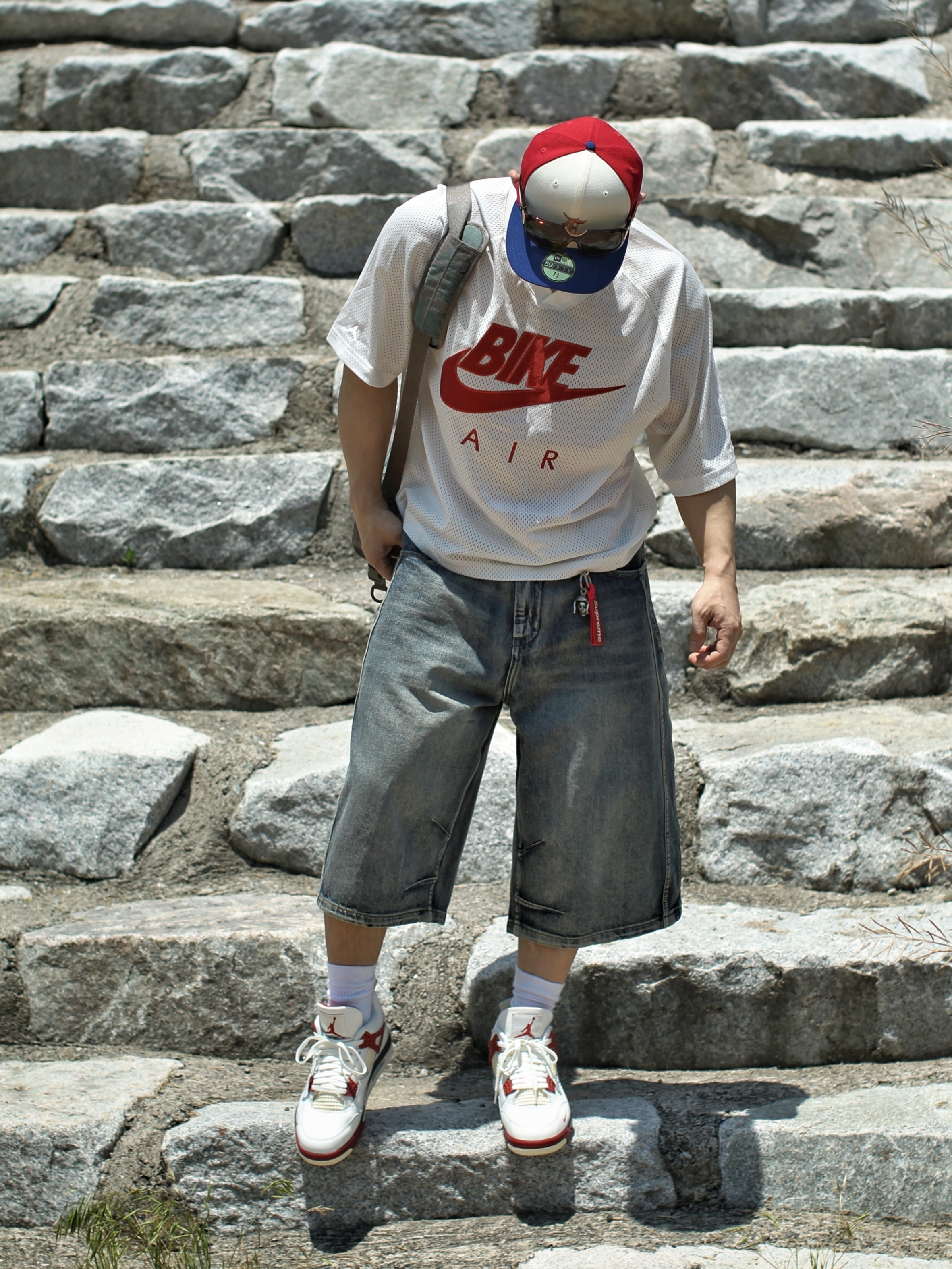 Jordan x Nigel Sylvester Jersey Sail (IQ8156-133), Essentials x New Era Classic Collection 59FIFTY Fitted Cap Montreal Expos 착용 스타일