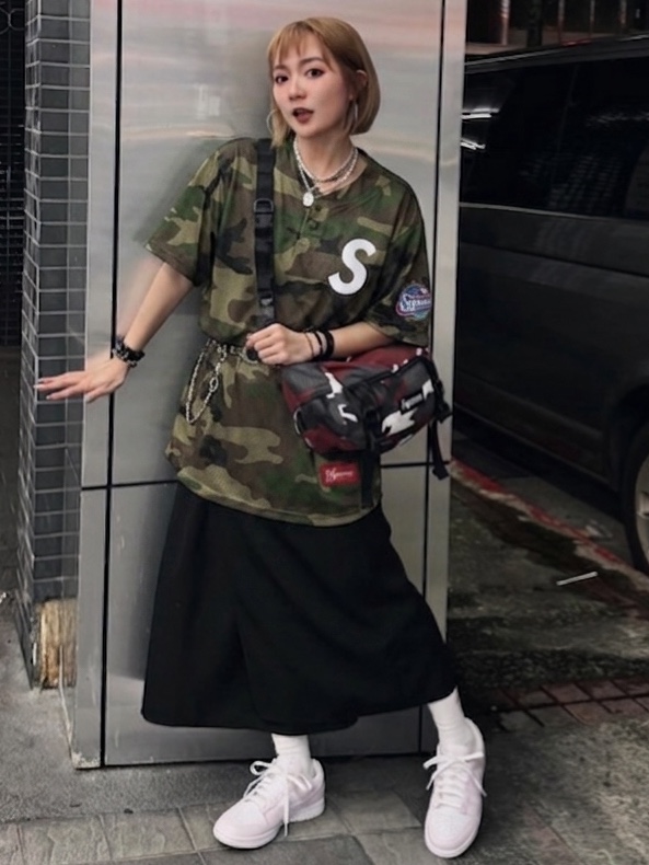 Supreme S Logo Baseball Henley Woodland Camo - 24FW 착용 스타일