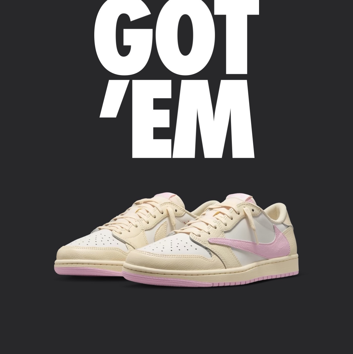 Jordan 1 x Travis Scott Retro Low OG SP Muslin Shy Pink 착용 스타일 - 1
