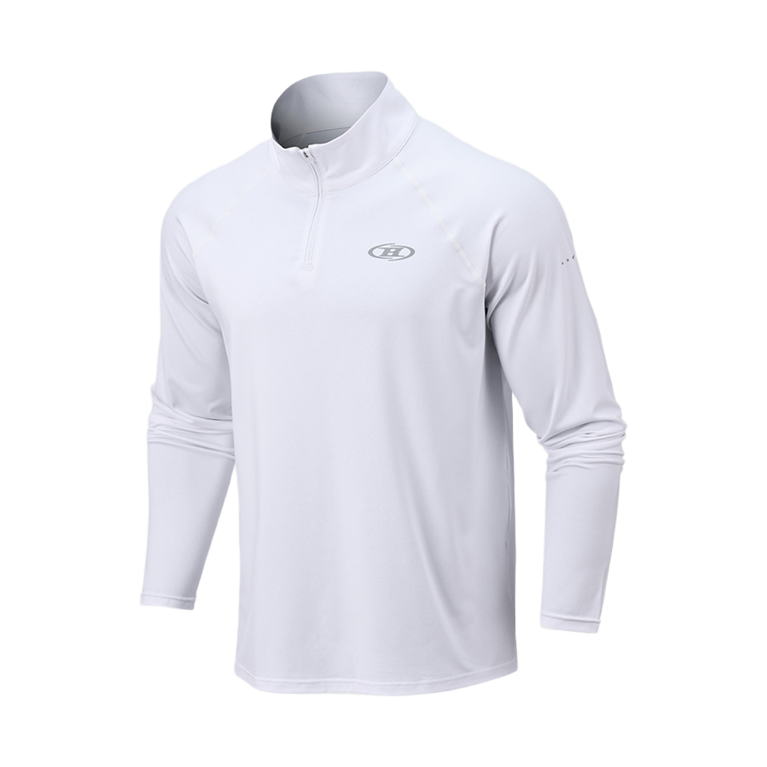 BH1MLT251WH BORN TO WIN Symbol B Semi Muscle Fit Half Zip-Up Long Sleeve White