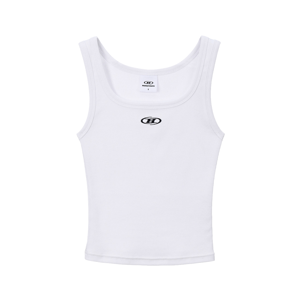 본투윈 W 심볼 B 에센셜 슬리브리스 화이트(BORN TO WIN W Symbol B Essential Sleeveless White)