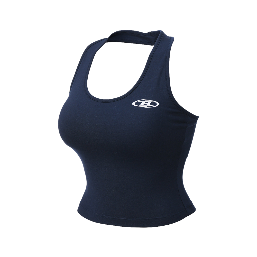 본투윈 W 심볼 B 홀터 넥 브라 탑 네이비(BORN TO WIN W Symbol B Halter Neck Bra Top Navy)
