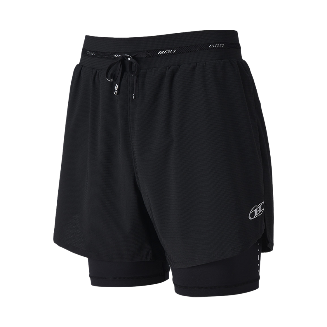 BH1MSP260BK BORN TO WIN Symbol B Active 2 In 1 Shorts Black
