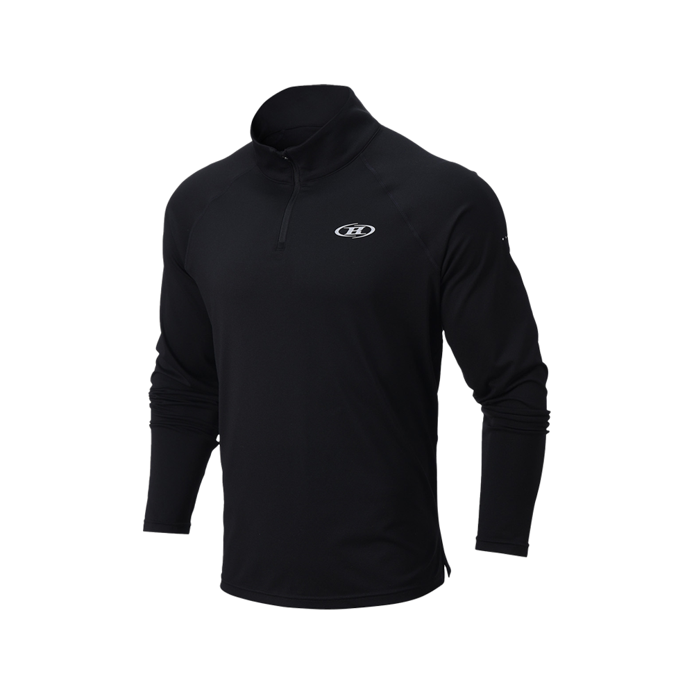 본투윈 심볼 B 세미 머슬핏 하프집업 롱슬리브 블랙(BORN TO WIN Symbol B Semi Muscle Fit Half Zip-Up Long Sleeve Black)