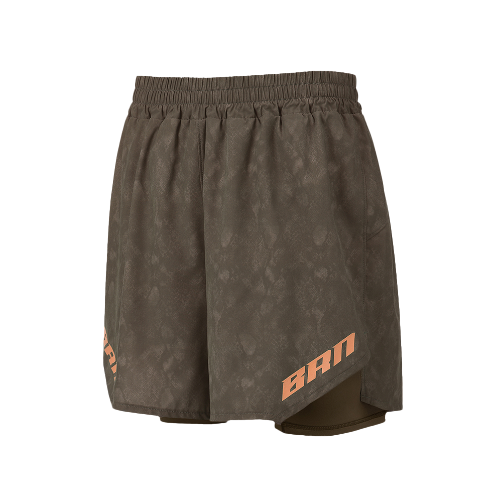 본투윈 BRN 파이톤 패턴 2 인 1 쇼츠 브라운(BORN TO WIN Brn Python Pattern 2 In 1 Shorts Brown) - 1