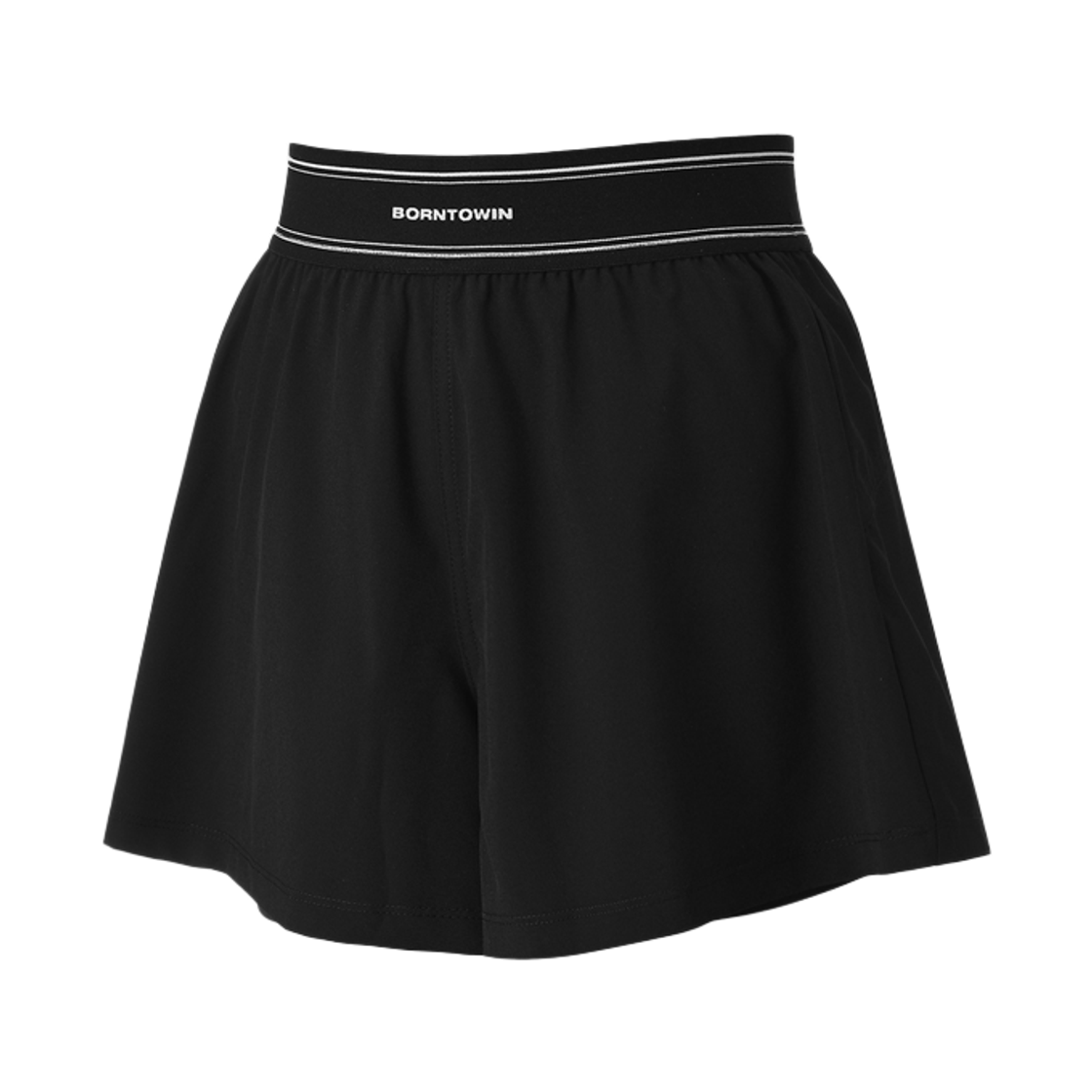 BH1WSP274BK BORN TO WIN W Double Line Band Flare Shorts Black