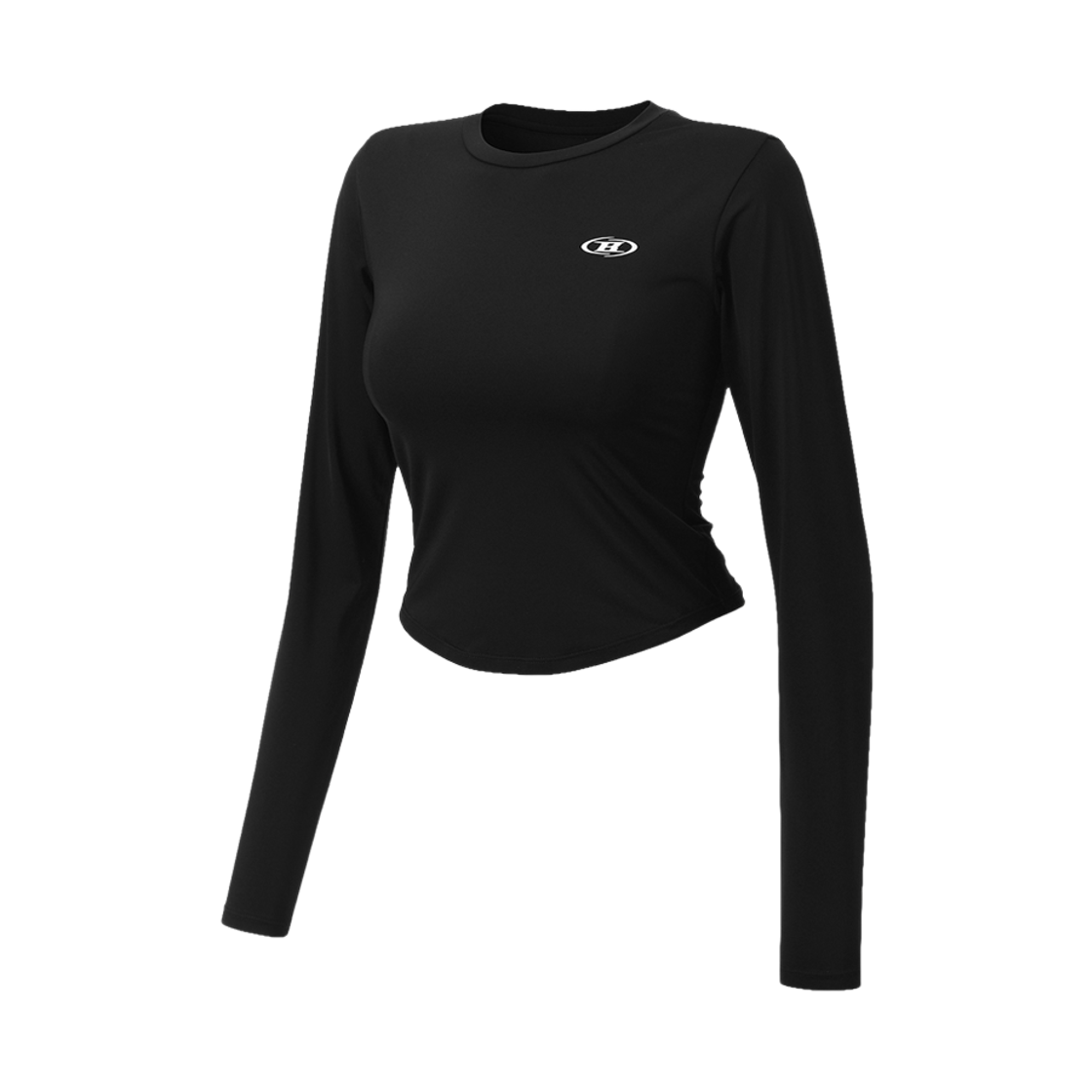 BH1WLT265BK BORN TO WIN W Symbol B Quick Dry Semi Crop Long Sleeve Black