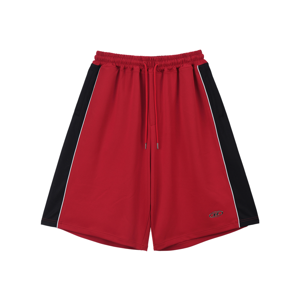 본투윈 실버 B 블록 메쉬 져지 버뮤다 팬츠 레드(BORN TO WIN Silver B Block Mesh Jersey Bermuda Pants Red)
