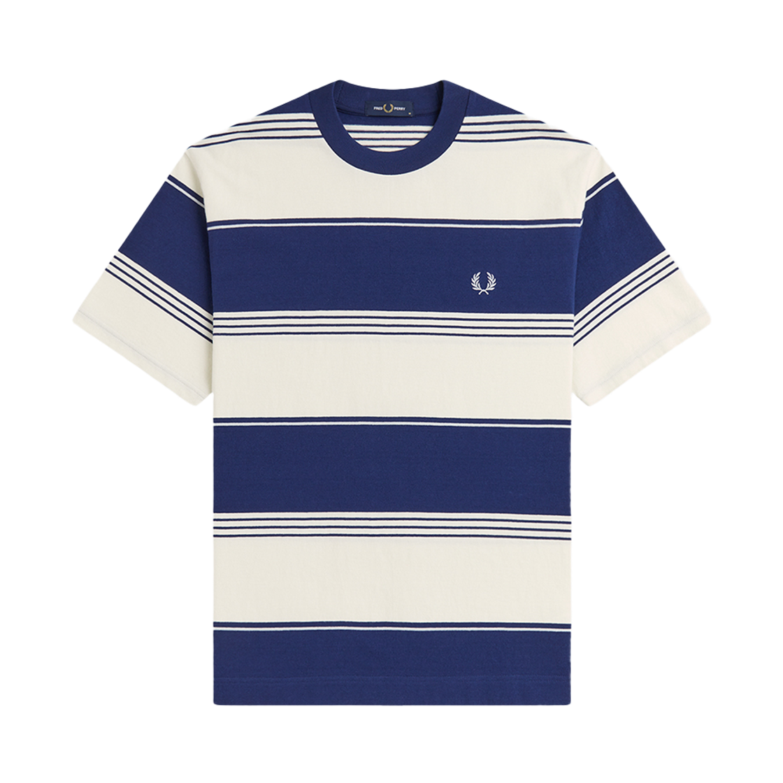 프레드페리 헤비웨이트 스트라이프 티셔츠 에크루(Fred Perry Heavyweight Striped T-Shirt Ecru)