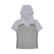 (W) Mischief Shirring Hooded Jersey Top Grey