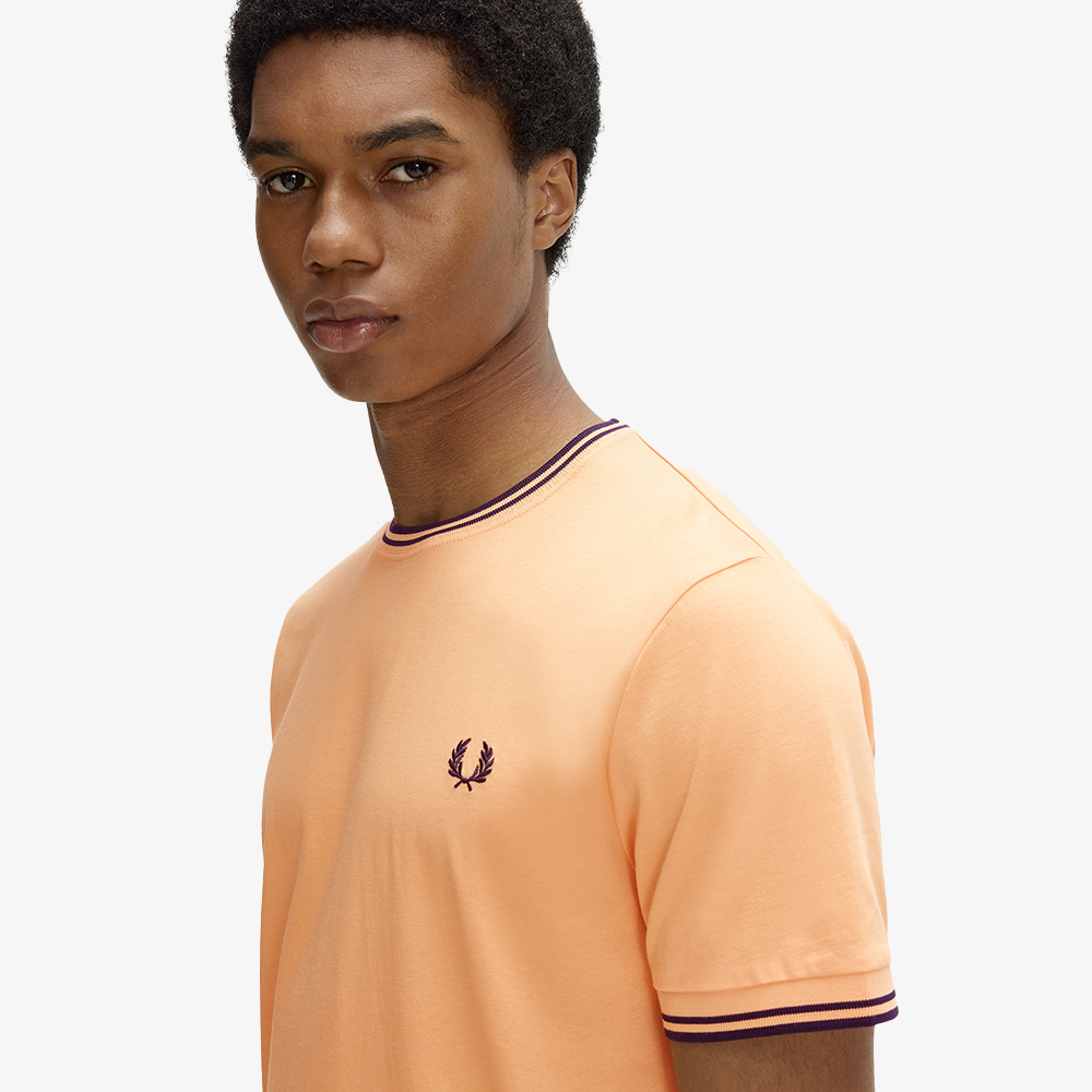 프레드페리 트윈 팁 티셔츠 피치 프렌치네이비(Fred Perry Twin Tipped T-Shirt Peach French Navy) - 4