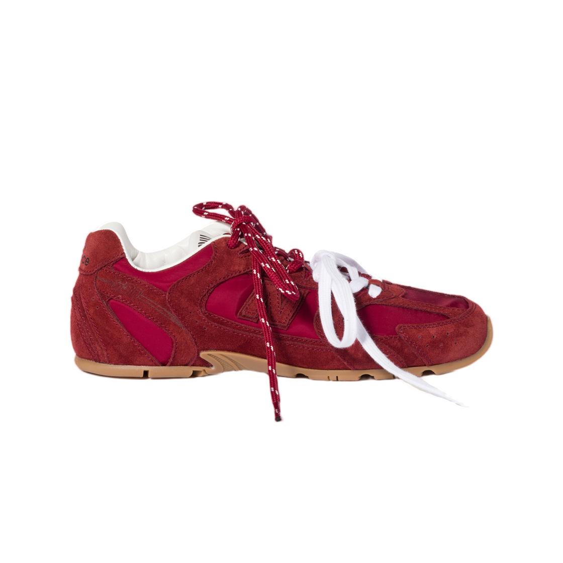 5E165E-D7R-F0383 (W) New Balance x Miu Miu 530 SL Technical Fabric and Suede Sneakers Cerise