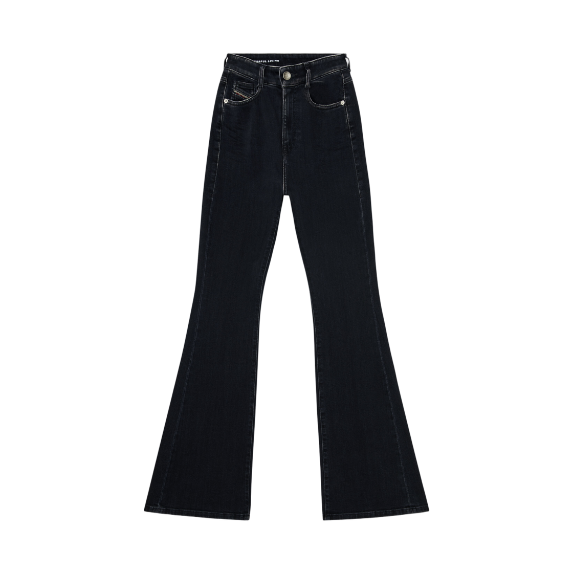 (W) 디젤 부츠컷 진 하이 웨이스트 1973 D-파트 블랙 다크 그레이((W) Diesel Bootcut Jeans High Waist 1973 D-Partt Black Dark Grey) - 1