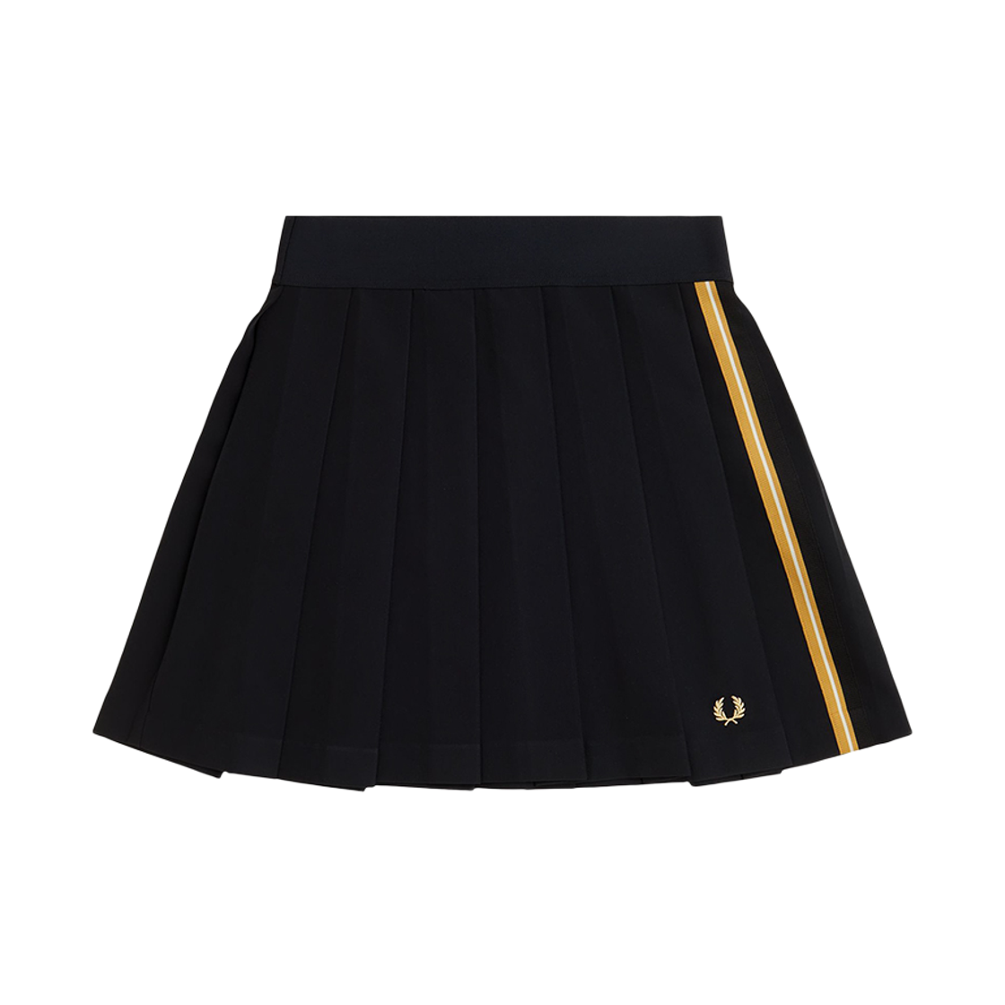 프레드페리 우먼즈 스트라이프 테잎 플리츠 스커트 블랙 샴페인(Fred Perry Womens Stripe Tape Pleated Skirt Black Champagne)