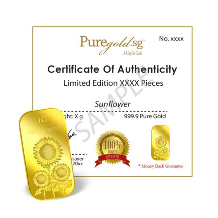 퓨어골드 24K 순금 싱가폴 프리미엄 골드바 1g 해바라기(puregoldsg Sunflower 1G Gold Bar) - 4