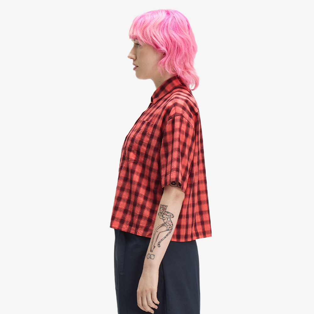 프레드페리 우먼즈 텍스쳐드 체크 셔츠 스트로베리 크림(Fred Perry Womens Textured Check Shirt Strawberry Cream) - 2