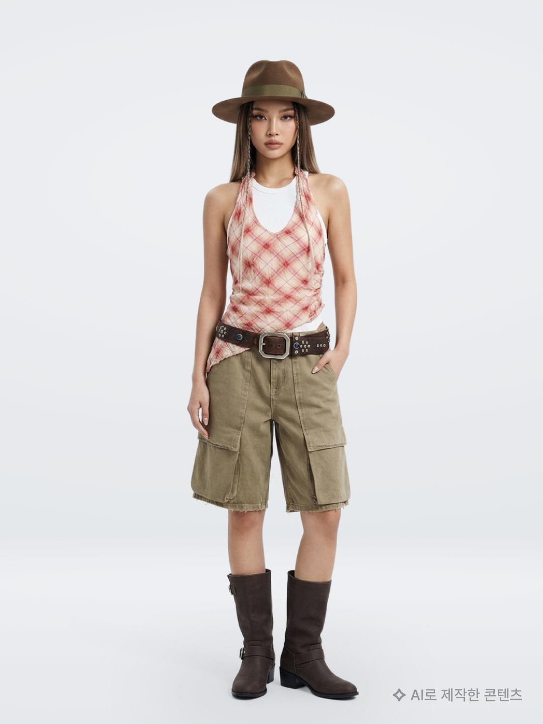 Punch Drunk Parties Mother's Worry Tank Top White, (W) Sculptor Camouflage Shorts Ash 착용 스타일 - 6