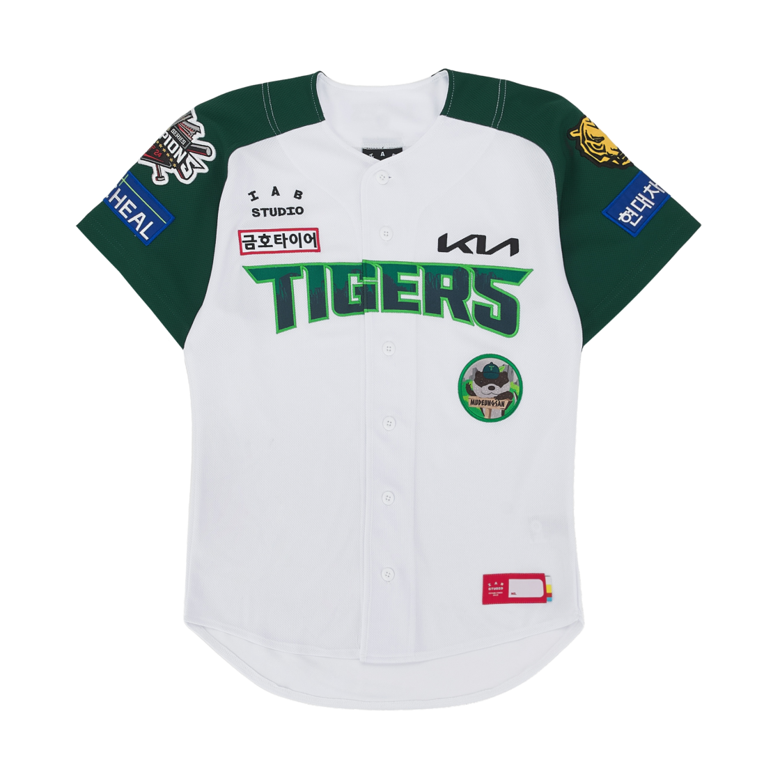 - Kia Tigers x IAB Studio 25 Authentic Mudeungsan Uniform White Green (Non Marking Ver.)