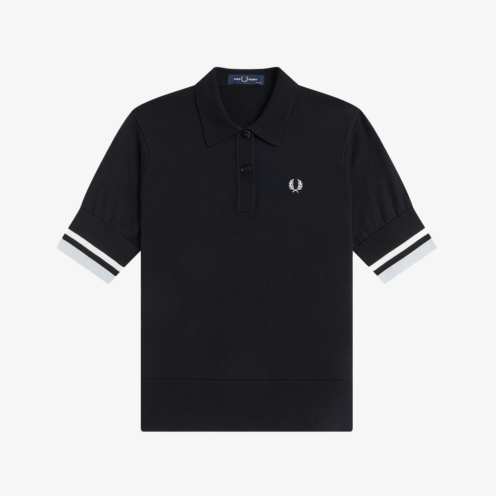 프레드페리 우먼즈 볼드 팁드 니트 셔츠 블랙(Fred Perry Womens Bold Tipped Knitted Shirt Black) - 5
