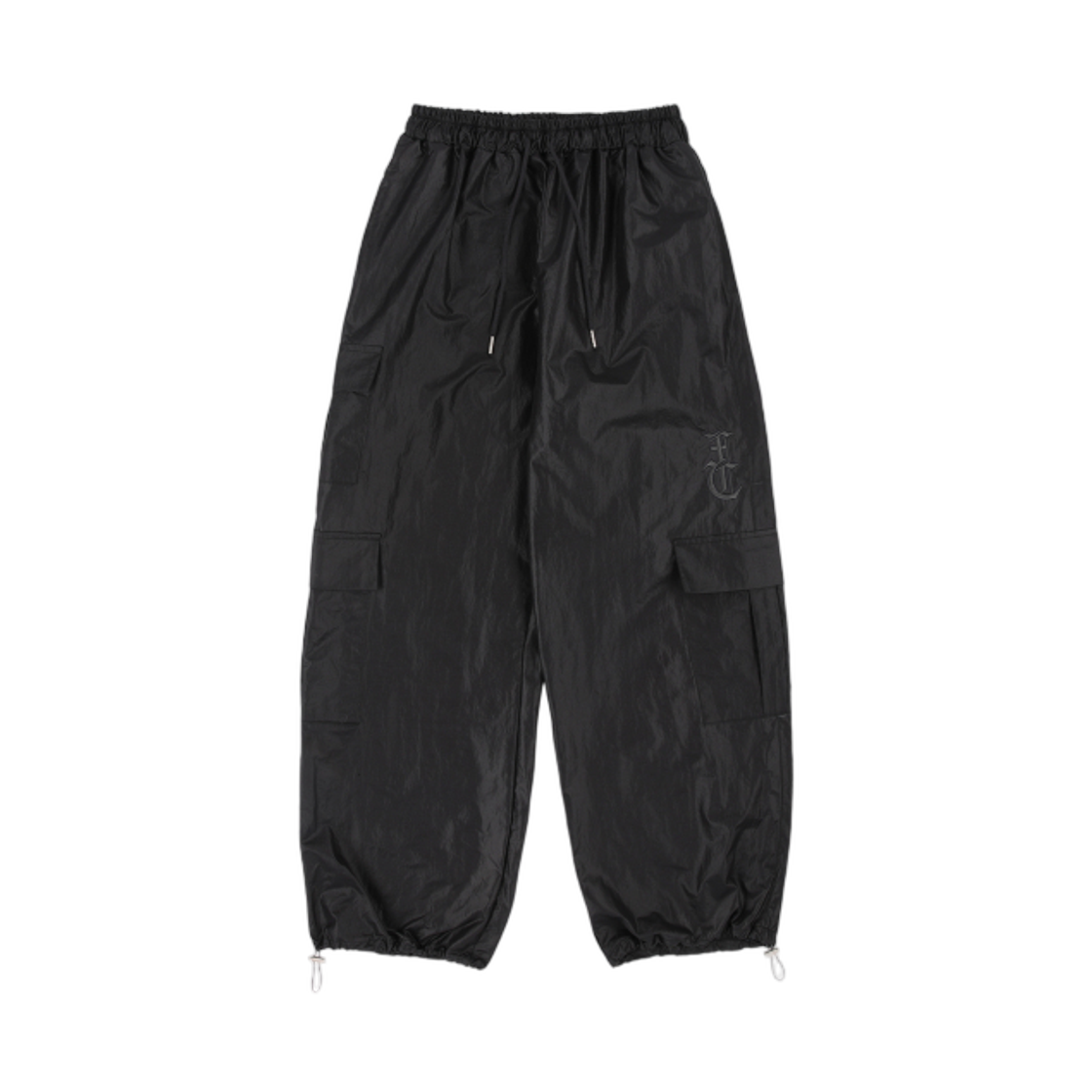 (W) 팬시 클럽 플렛 나일론 카고 팬츠 블랙((W) Fancy Club Flat Nylon Cargo Pants Black)