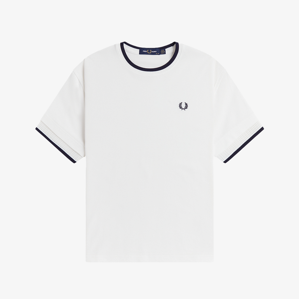 프레드페리 우먼즈 팁드 메쉬 피케 티셔츠 스노우 화이트(Fred Perry Womens Tipped Mesh Pique T-Shirt Snow White) - 5