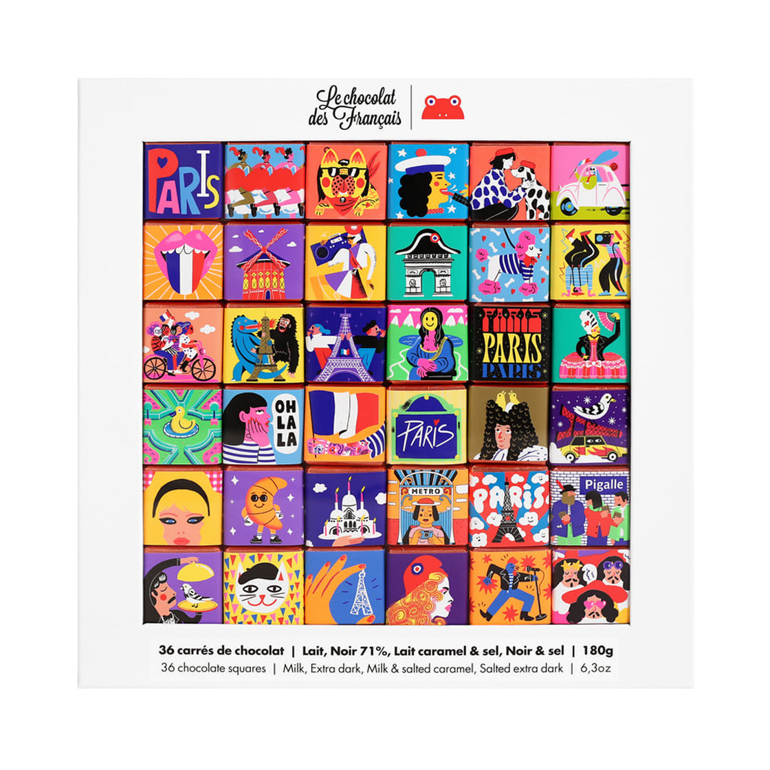 3701198803448 LE CHOCOLAT DES FRANCAIS Box of 36 Chocolate Squares - 4 Flavor