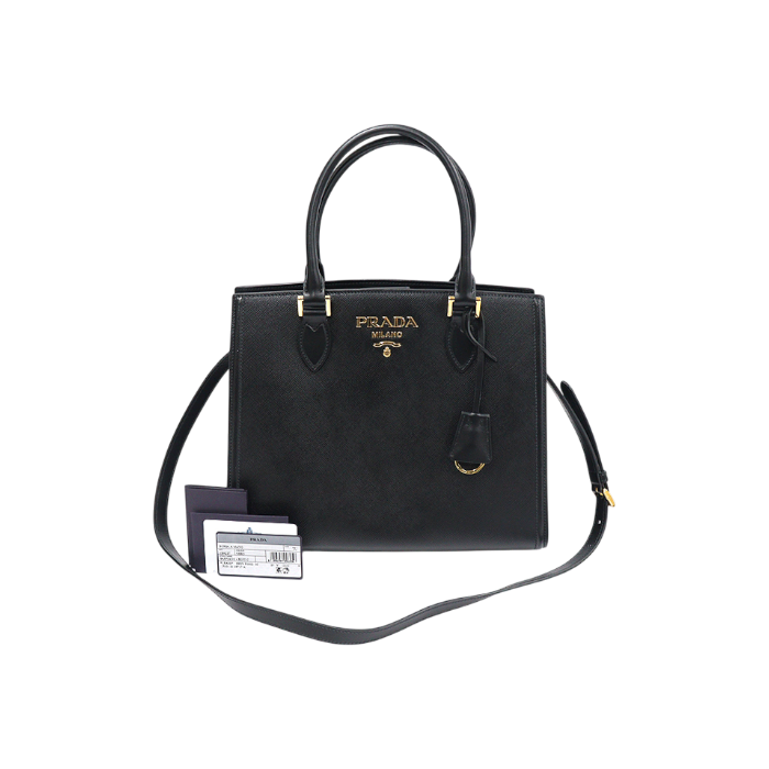 프라다 1BA227 블랙 사피아노 소프트 카프스킨 레터링 2WAY(Prada Black Saffiano Soft Calfskin Lettering 2-Way Bag) - 1