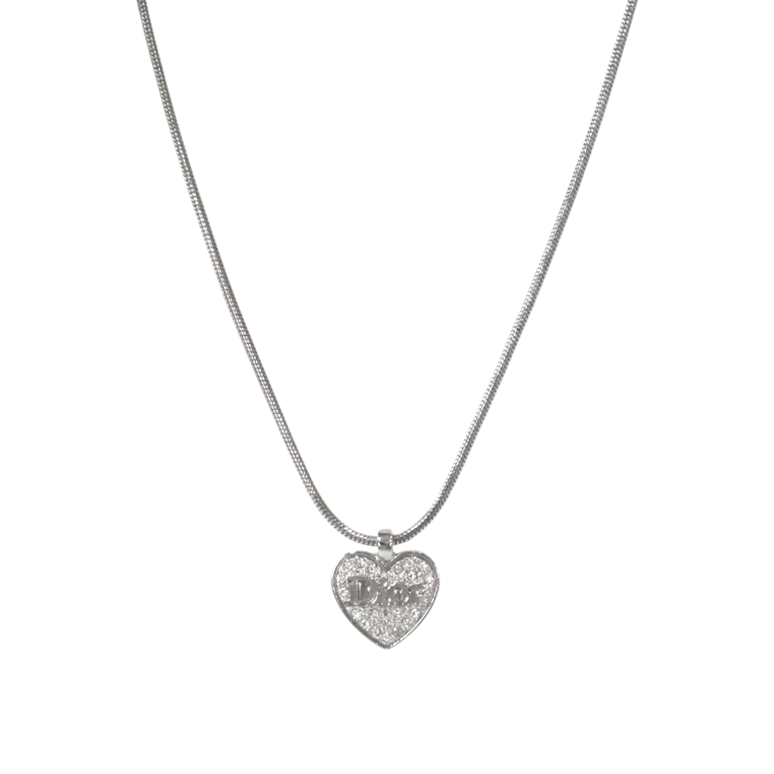 ITS8Q229F534 Dior Cubic Heart Silver Necklace A-B56886