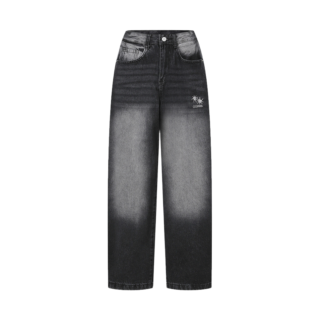 C-P00000GU Coiris Neden Denim Wide Washed Pants Black