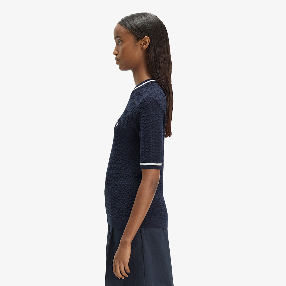 프레드페리 우먼즈 텍스쳐드 니트 탑 네이비(Fred Perry Womens Textured Knitted Top Navy) - 2