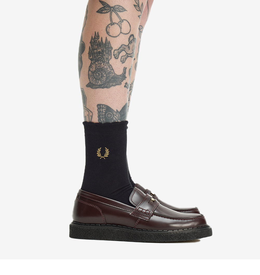 프레드페리 x 에이미와인하우스 레터스 엣지 삭스 블랙 화이트(Fred Perry x Amy Lettuce Edge Sock Black) - 6