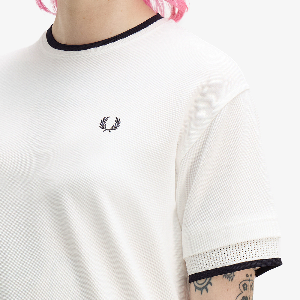 프레드페리 우먼즈 팁드 메쉬 피케 티셔츠 스노우 화이트(Fred Perry Womens Tipped Mesh Pique T-Shirt Snow White) - 4