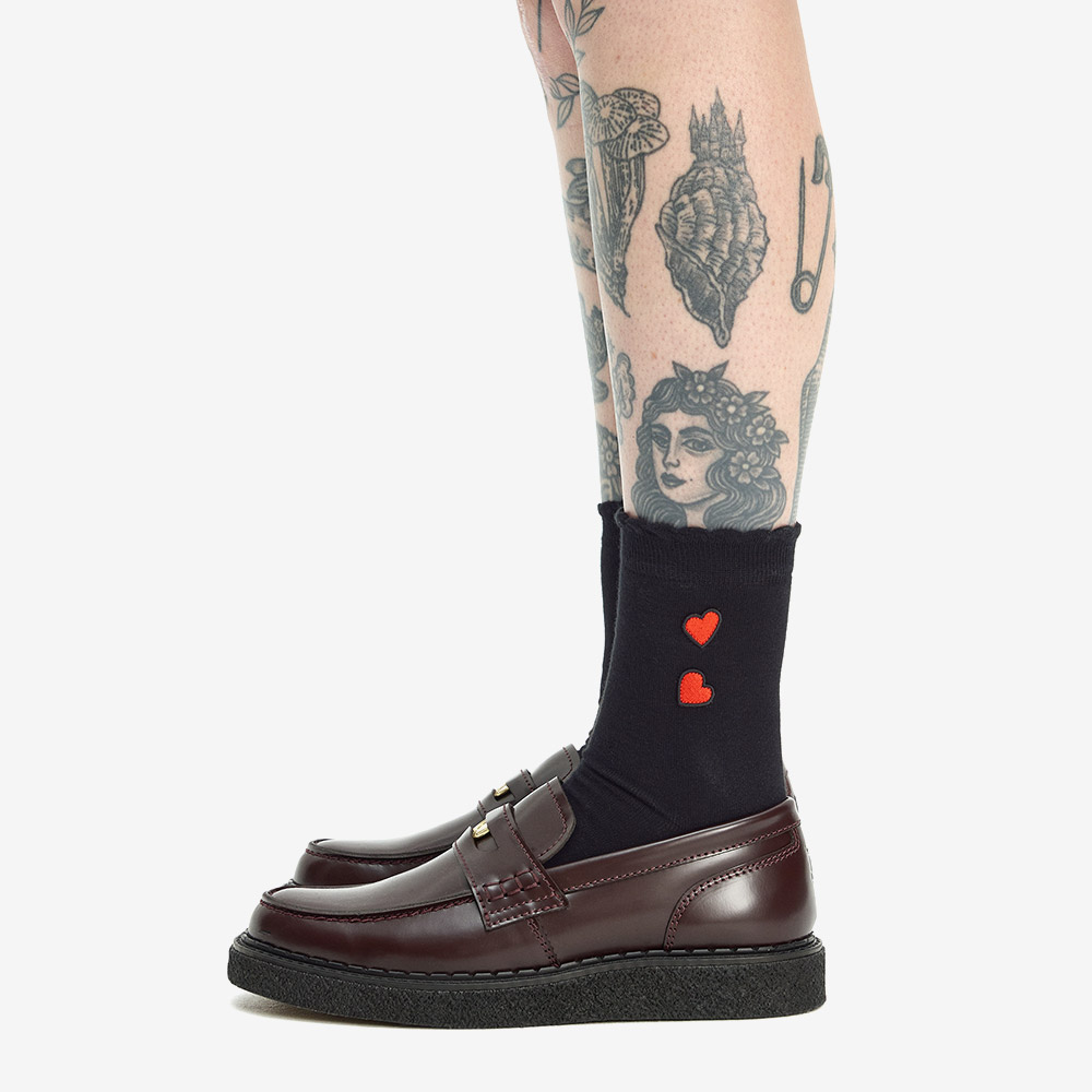 프레드페리 x 에이미와인하우스 레터스 엣지 삭스 블랙 화이트(Fred Perry x Amy Lettuce Edge Sock Black) - 2