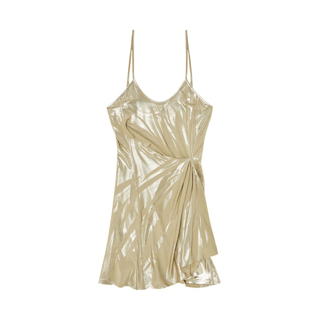 A232110EGDQ-77F (W) Diesel Stretch Jersey Mini Dress with Metallic Finish Beige