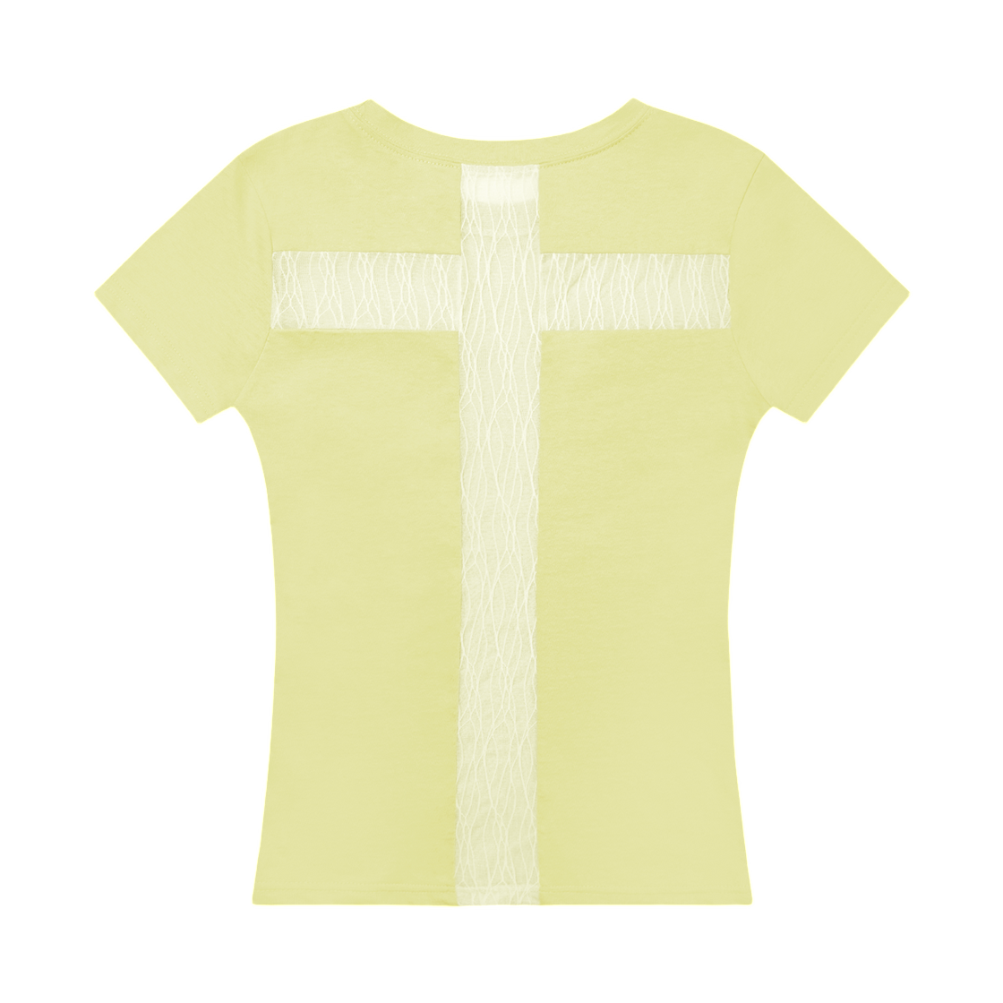 (W) 팬시 클럽 백 크로스 티셔츠 레몬((W) Fancy Club Back Cross T-Shirt Lemon) - 2