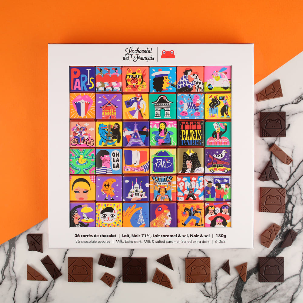 르쇼콜라데프랑세즈 파리 36종 스퀘어 초콜릿(LE CHOCOLAT DES FRANCAIS Box of 36 Chocolate Squares - 4 Flavor) - 4