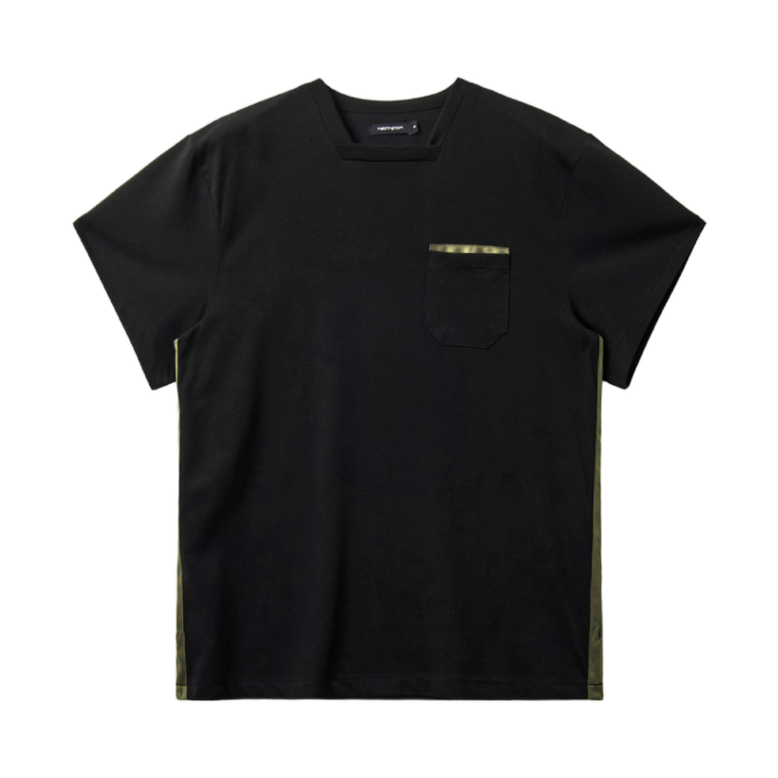해칭룸 스퀘어 넥 티셔츠 블랙(Hatchingroom Square Neck T-Shirt Black)