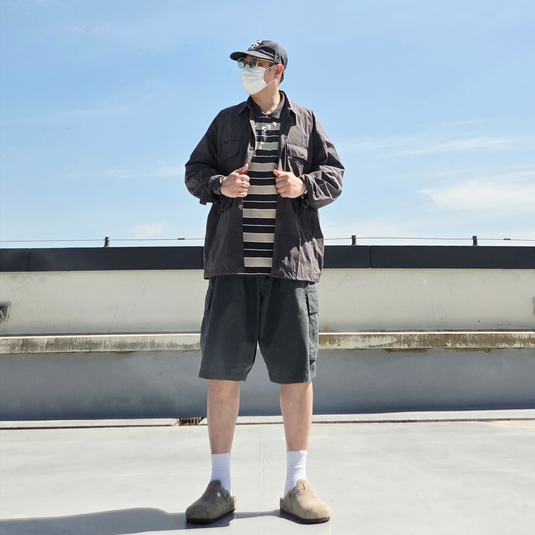 Sunday Ceremony Sy Logo 5 Panel Cotton Cap - Navy, [SS26] moif Baggy Field Shorts Ripe Olive 착용 스타일 - 2