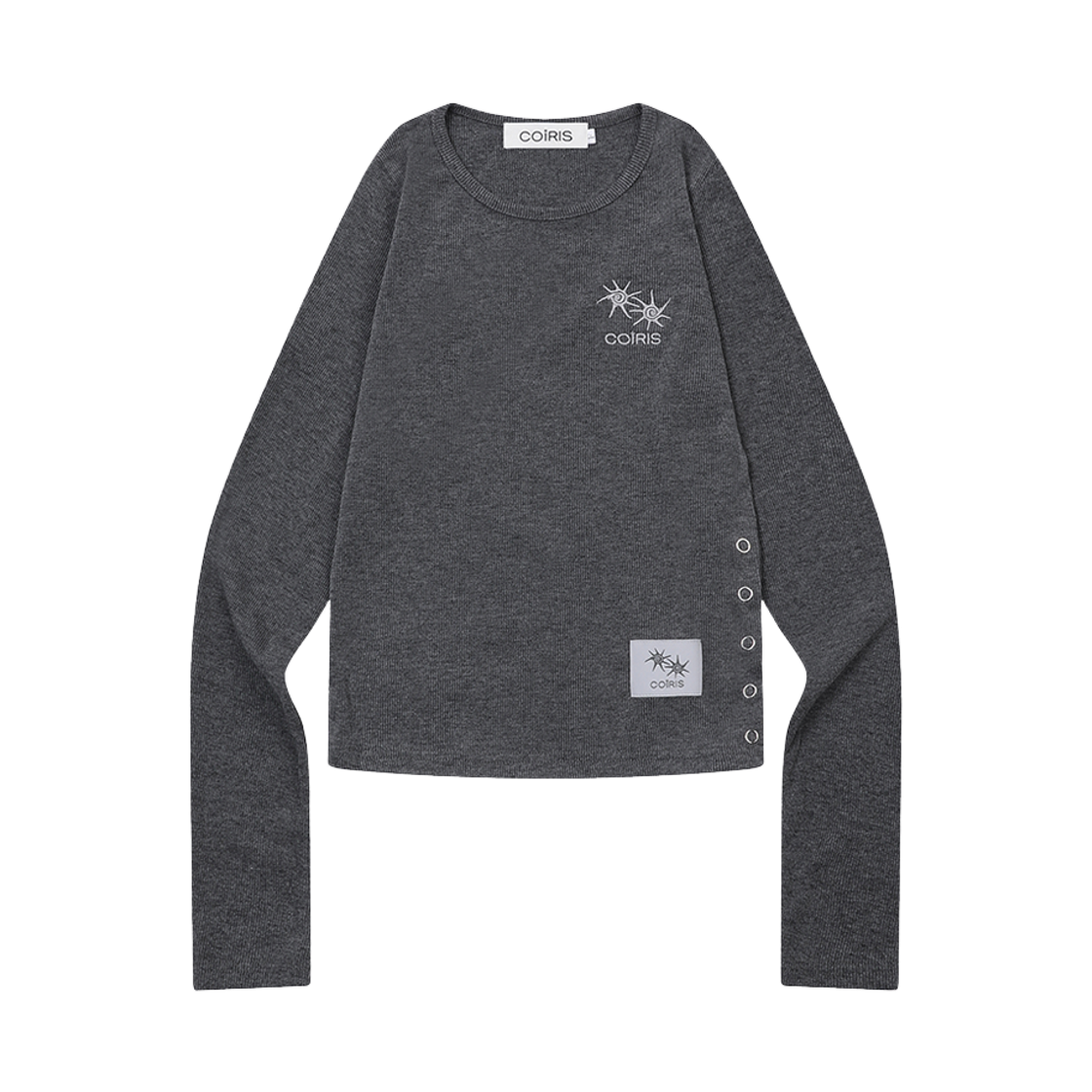 C-P00000EX Coiris Soren Side Button Long Sleeve T Charcoal