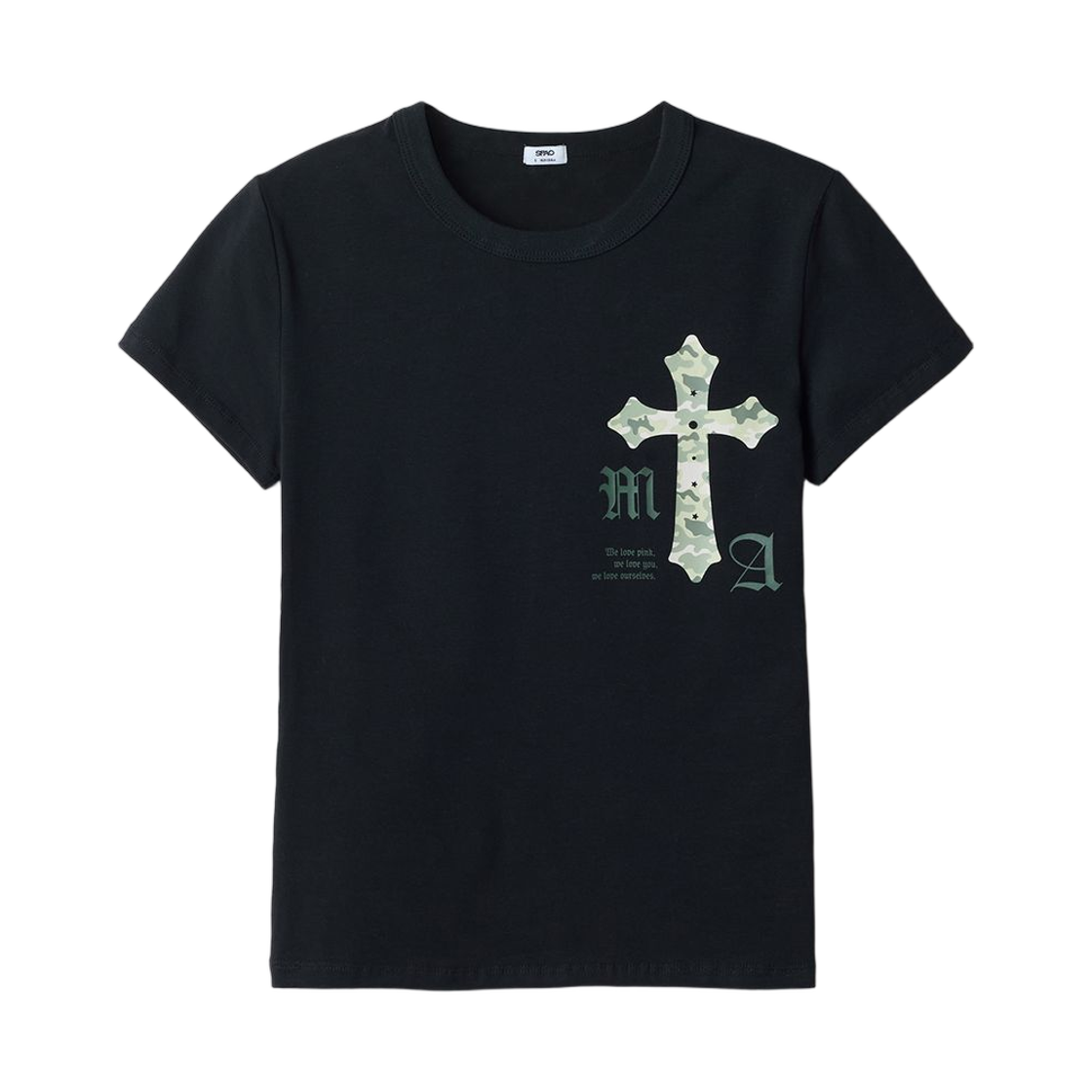SPRLG37U30-19 Spao x Mafavarchive Slim Fit Short Sleeve T-Shirt Black