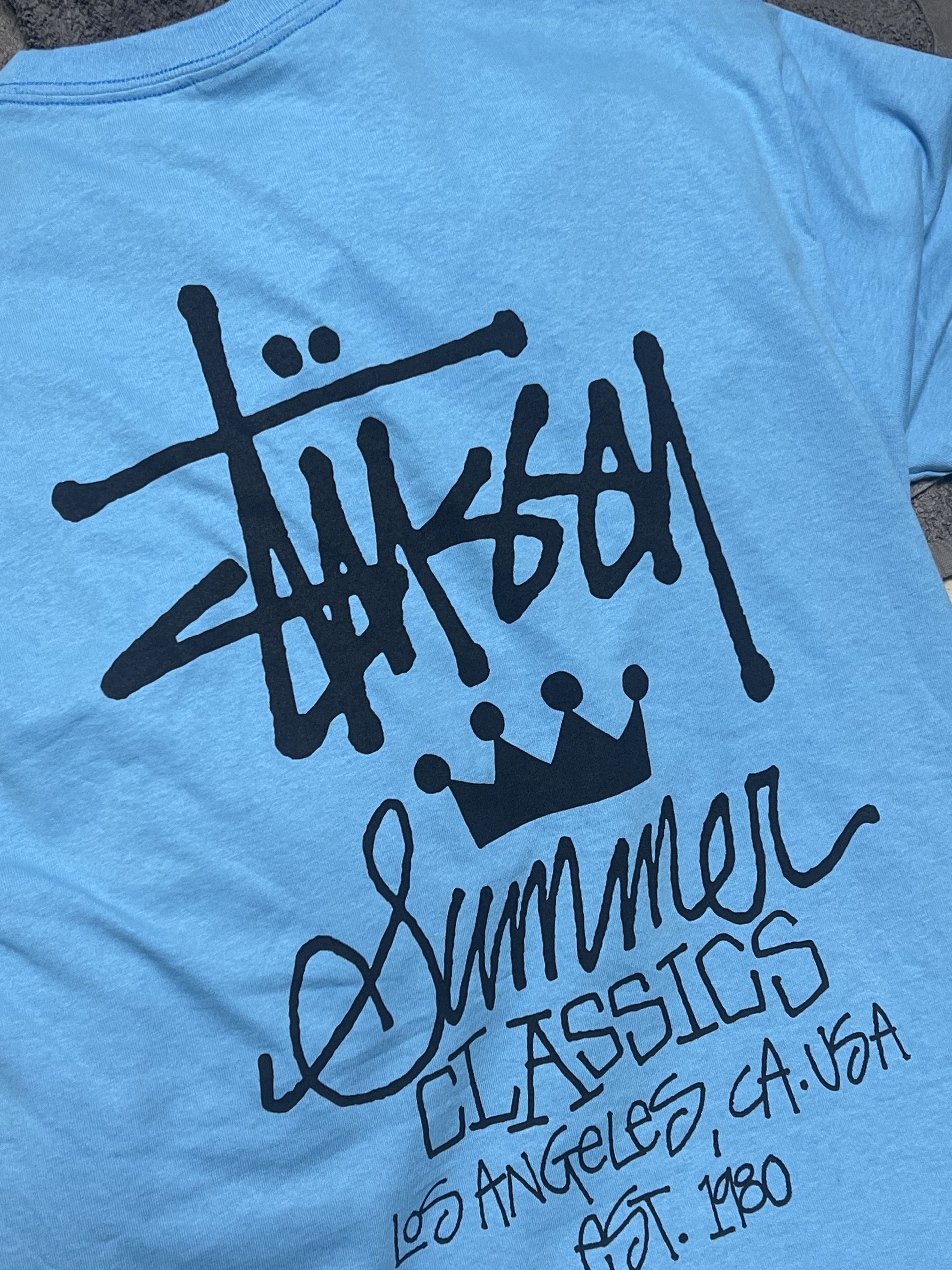 Stussy Summer Classics T-Shirt Sky Blue 착용 스타일