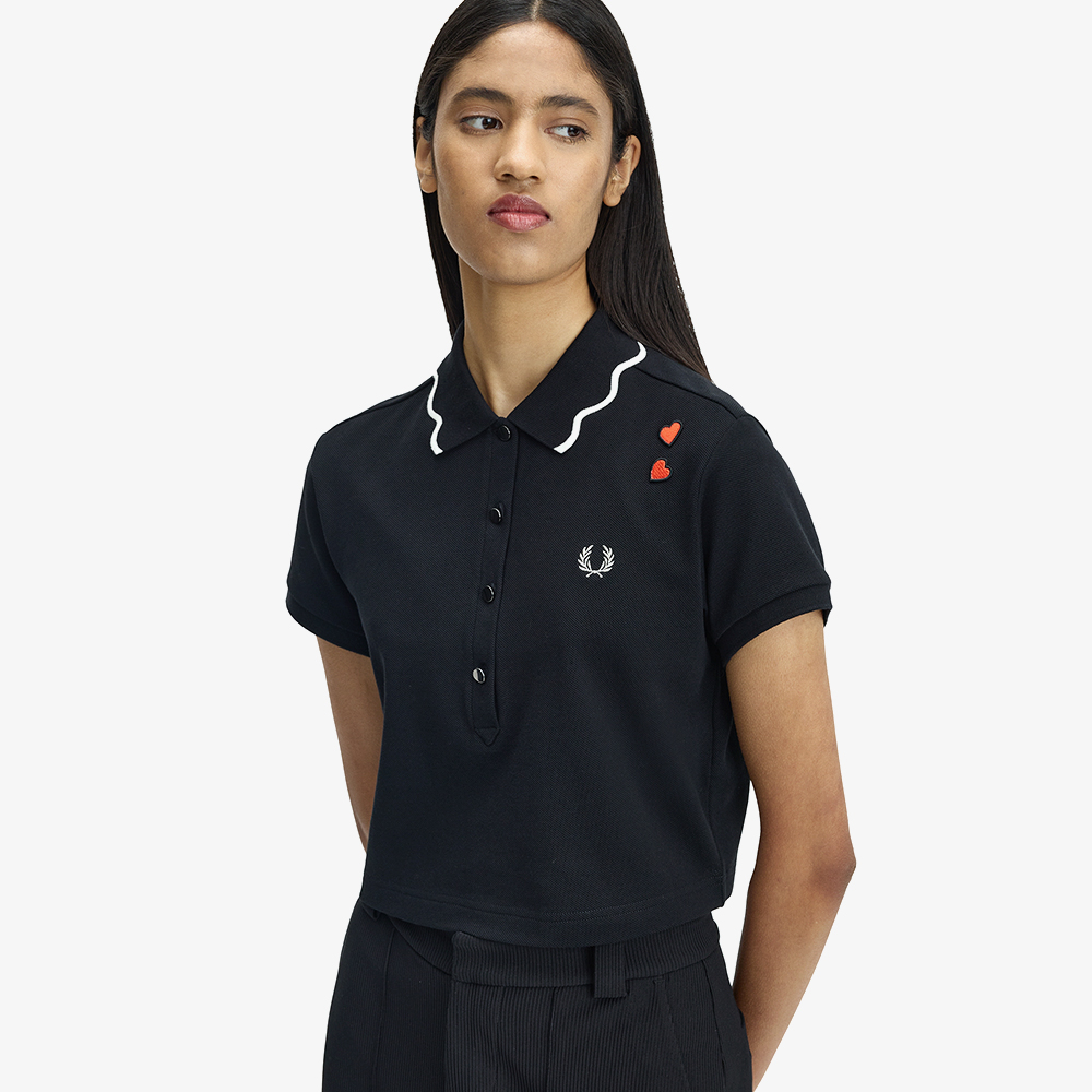 프레드페리 x 에이미와인하우스 스캘롭트 트림 폴로 셔츠 - 블랙(Fred Perry x Amy Scalloped Trim Polo Shirt Black) - 3