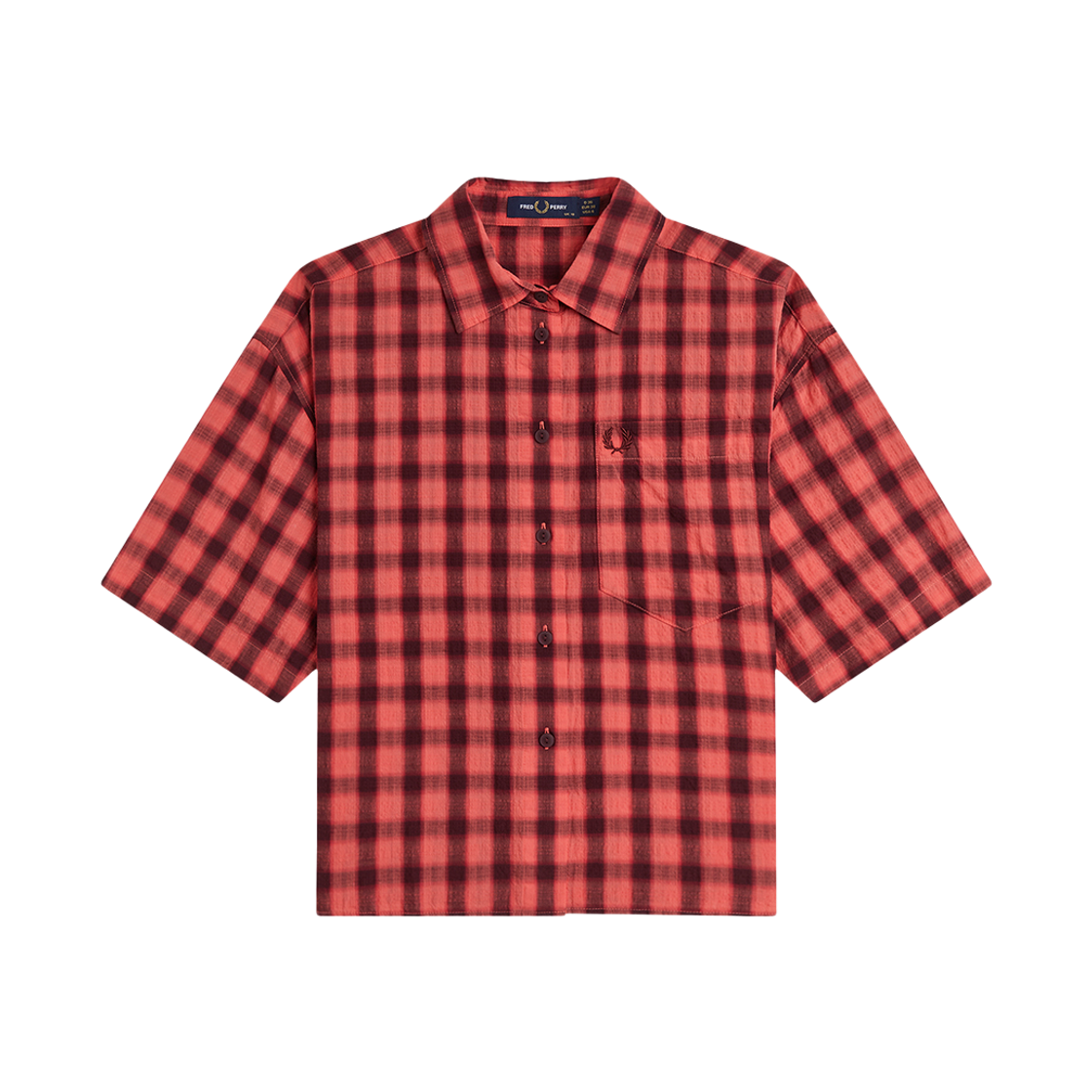 프레드페리 우먼즈 텍스쳐드 체크 셔츠 스트로베리 크림(Fred Perry Womens Textured Check Shirt Strawberry Cream) - 1