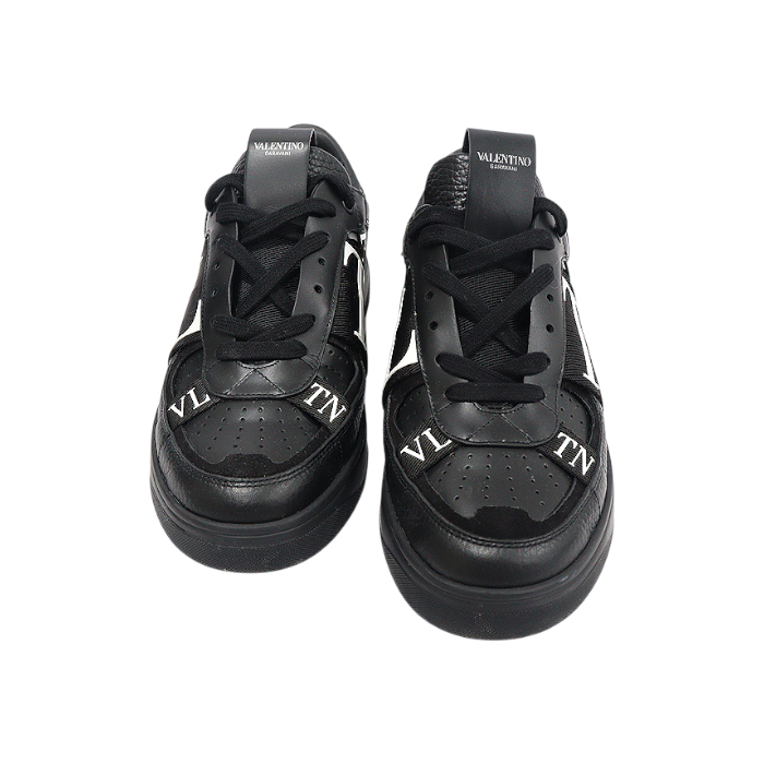 ITEC52TUBF2S Valentino Black Calfskin VL7N Logo Band Men Sneakers