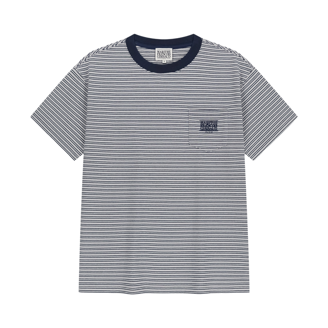 마리떼 프랑소와 저버 스몰 클래식 로고 스트라이프 링거 티셔츠 네이비(Marithe Francois Girbaud Small Classic Logo Stripe Ringer T-Shirt Navy)
