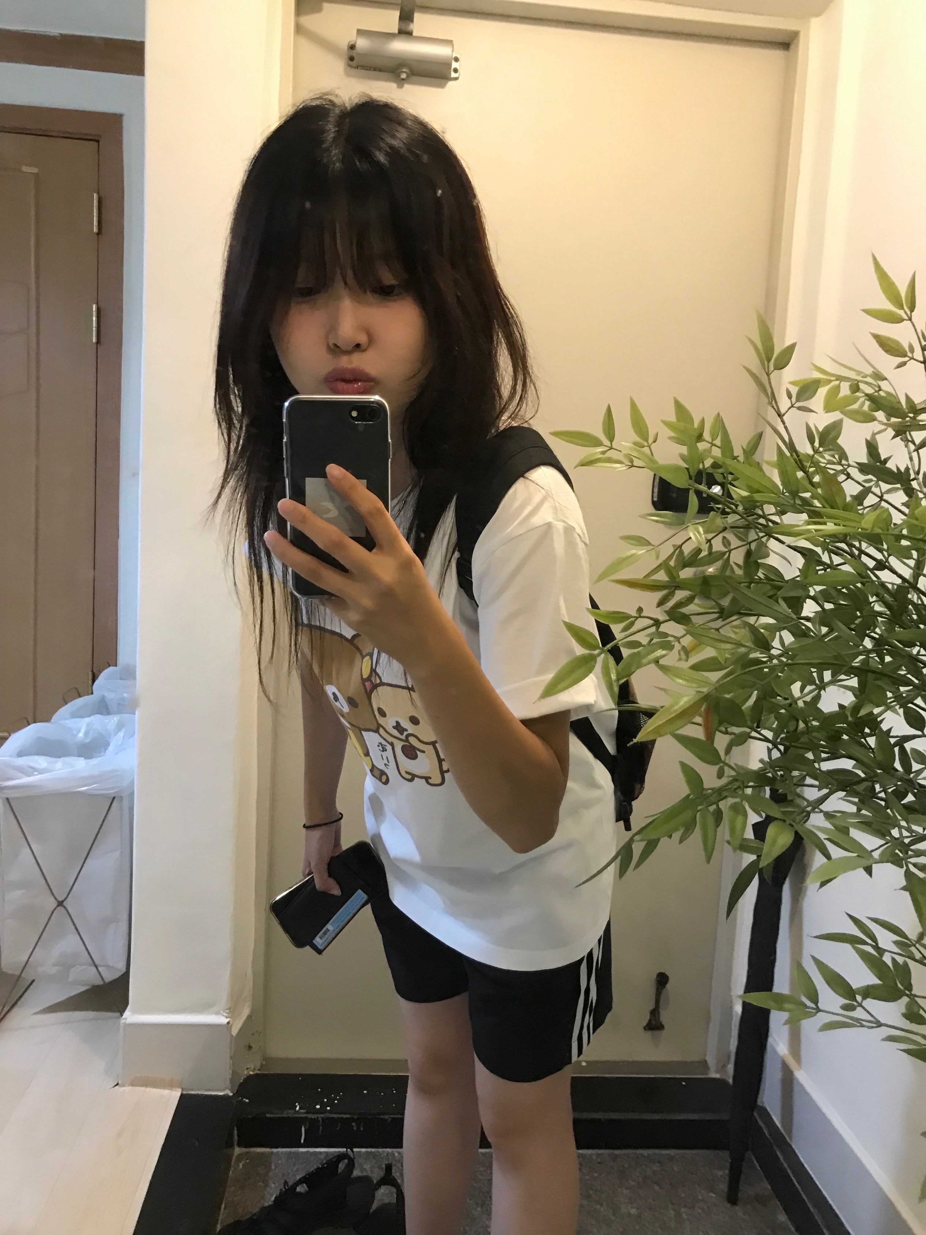 (W) Adidas Firebird Shorts Black - KR Sizing 착용 스타일